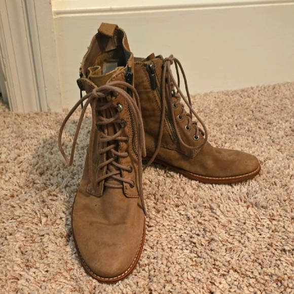 Womens Sam Edelman Tan Lace-Up Boots Size 8.5**see Description** (0718) - Picture 1 of 14